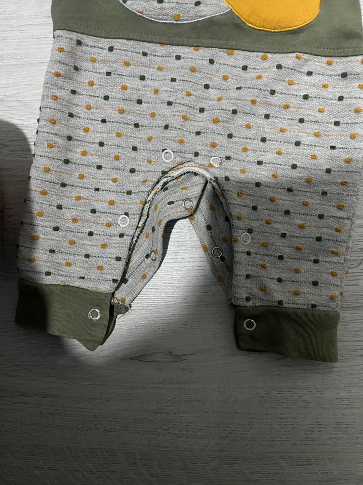 Gri Baskılı Bebek Tulum, Uzun Kollu - Görsel 3