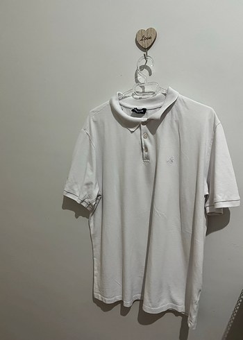 Erkek Beyaz Pamuklu Polo Tişört - Görsel 3