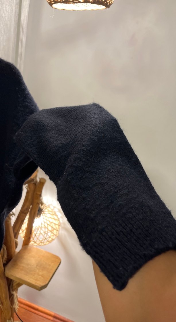 Siyah Kadın Triko Oversize Sweatshirt - Görsel 3