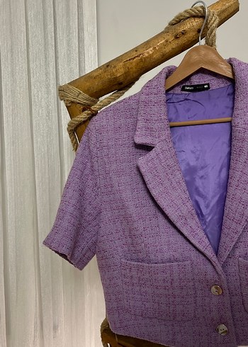 Pastel Mor Kısa Kollu Kadın Blazer Ceket - Görsel 2