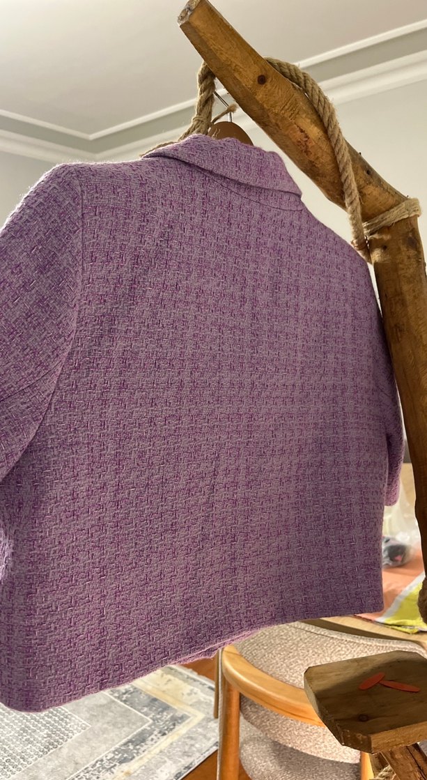 Pastel Mor Kısa Kollu Kadın Blazer Ceket - Görsel 4