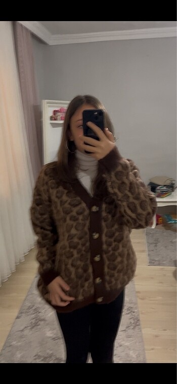 Leoparlı hırka