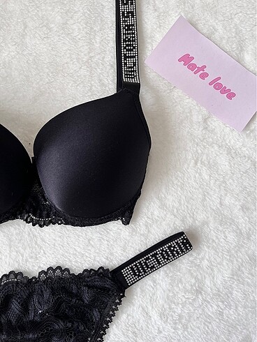 Victoria s Secret Kenarları taşlı siyah takım