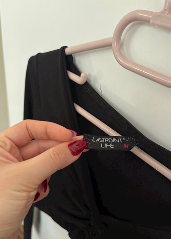 Siyah V Yaka Uzun Kollu Kadın crop - Görsel 5