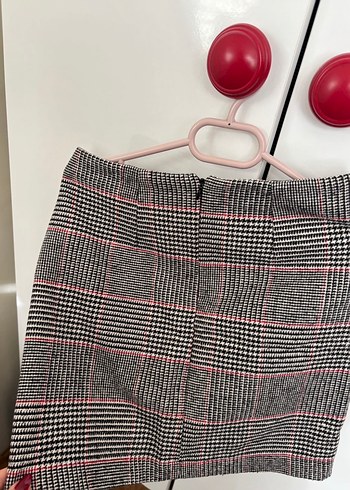 Fermuarlı Gri Ekose Mini Etek LTB - Görsel 4