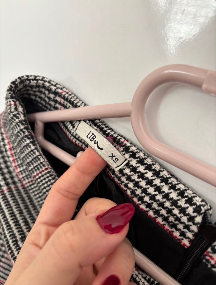 Fermuarlı Gri Ekose Mini Etek LTB - Görsel 3