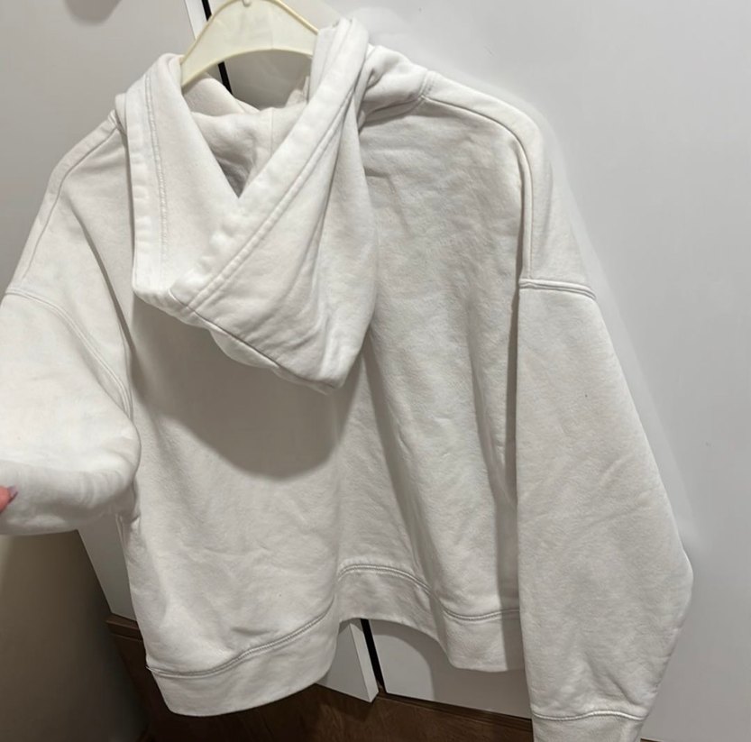 Beyaz Kapüşonlu Rahat Kesim Sweatshirt zara - Görsel 4