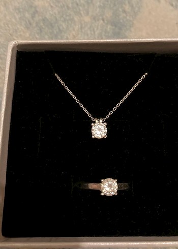 Glorria Mini gümüş Renkli taşlı Kolye ve Yüzük - Görsel 2