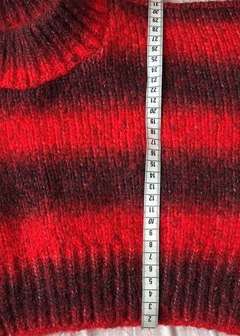 Kırmızı Batik Desenli Triko Kadın Kazak - Görsel 5