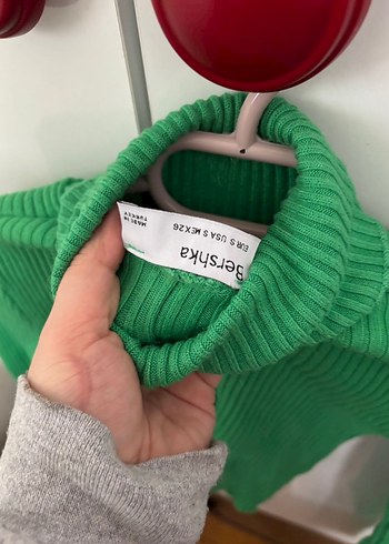 Yeşil Fitilli Boğazlı Kadın Triko bershka - Görsel 2