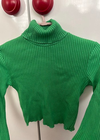 Yeşil Fitilli Boğazlı Kadın Triko bershka - Görsel 6