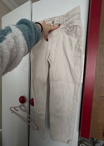 Bej Düğmeli Midi Kadın  Pantolon - Görsel 3