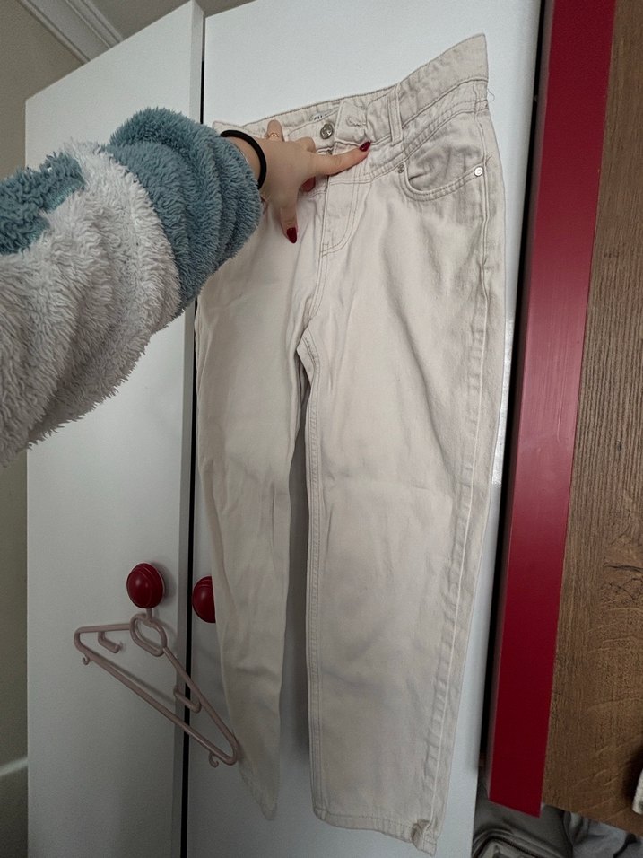 Bej Düğmeli Midi Kadın  Pantolon - Görsel 3