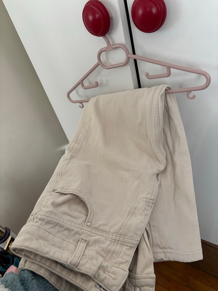 Bej Düğmeli Midi Kadın  Pantolon - Görsel 4