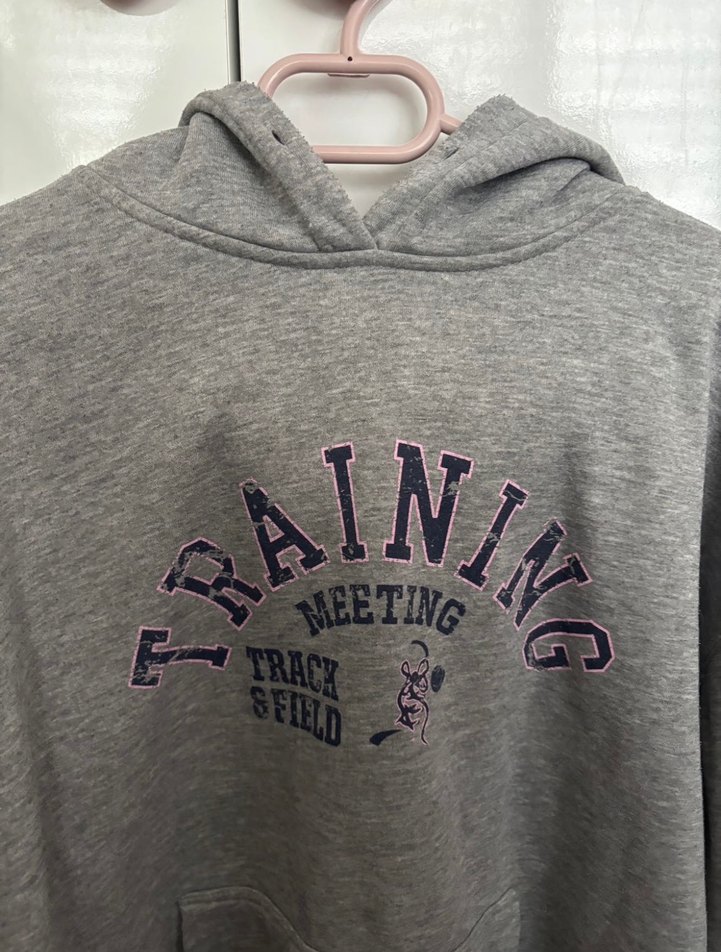 Gri Baskılı Kadın Sweatshirt Kapüşonlu - Görsel 2