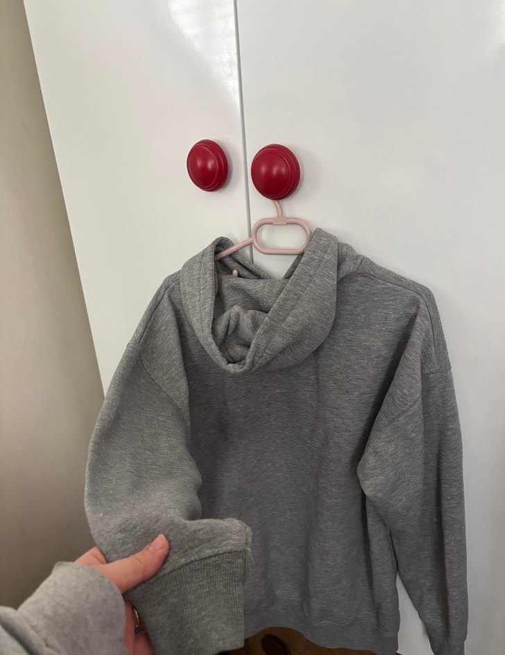 Gri Baskılı Kadın Sweatshirt Kapüşonlu - Görsel 5