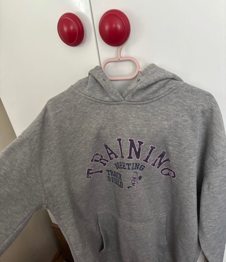 Gri Baskılı Kadın Sweatshirt Kapüşonlu - Görsel 4