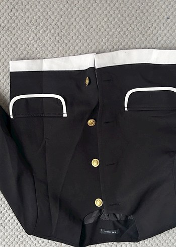 Düğmeli Siyah Midi Tuxedo Ceket