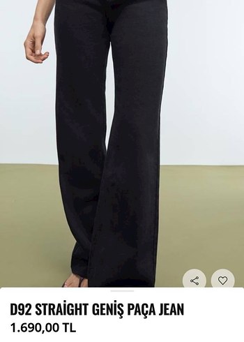 D92 Siyah Geniş Paça Kadın Kot Pantolon + siyah bluz 2 ürünn