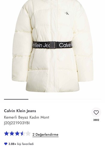 Calvin Klein Kemerli Beyaz Kadın Mont
