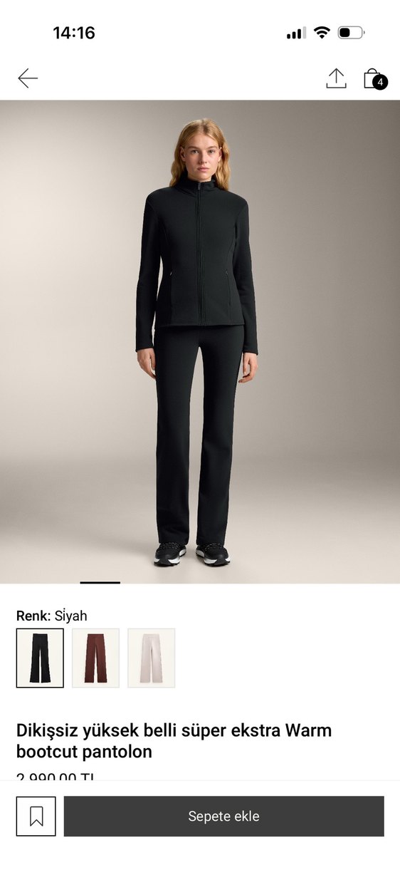 Dikişsiz Yüksek Belli Siyah Bootcut Pantolon - Görsel 2