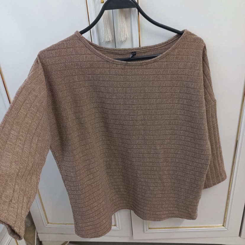 Bej Kadın Örgü Salaş Triko - Görsel 2