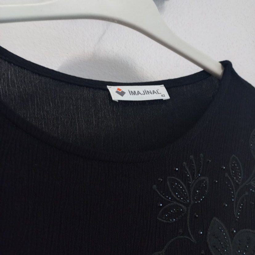 Nakışlı Siyah Uzun Elbise - Görsel 3