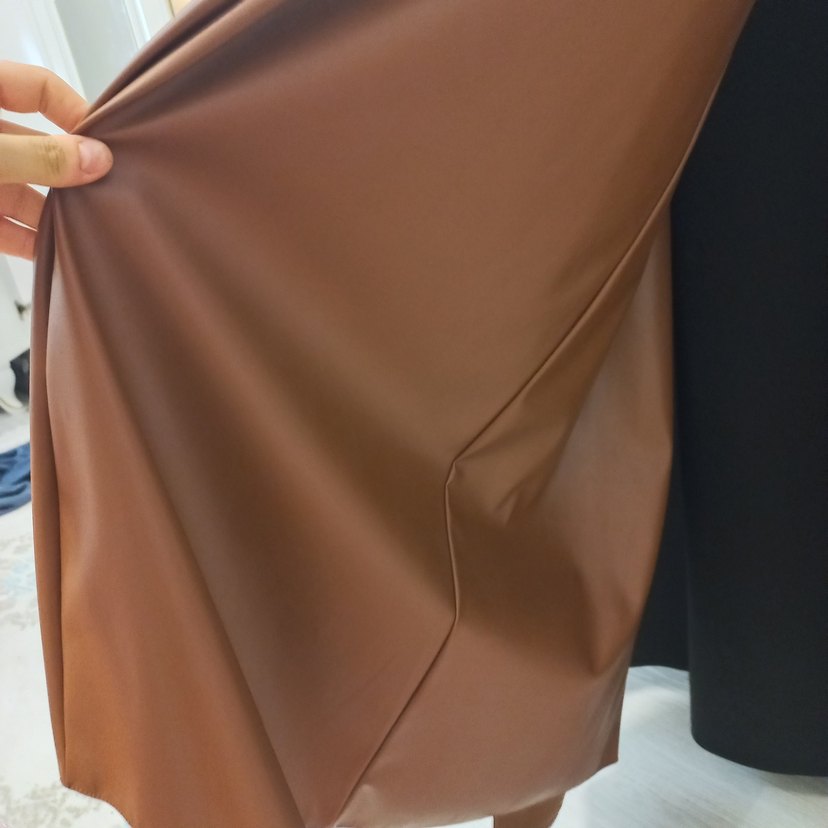 Drapeli Uzun Kahverengi Kadın Etek - Görsel 5