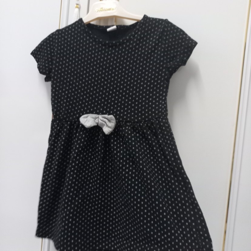 Kısa Kollu Puantiyeli Kız Elbisesi - Görsel 2