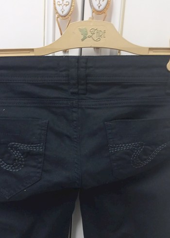 koyu lacivert Baskılı Kadın Kot Pantolon - Görsel 5