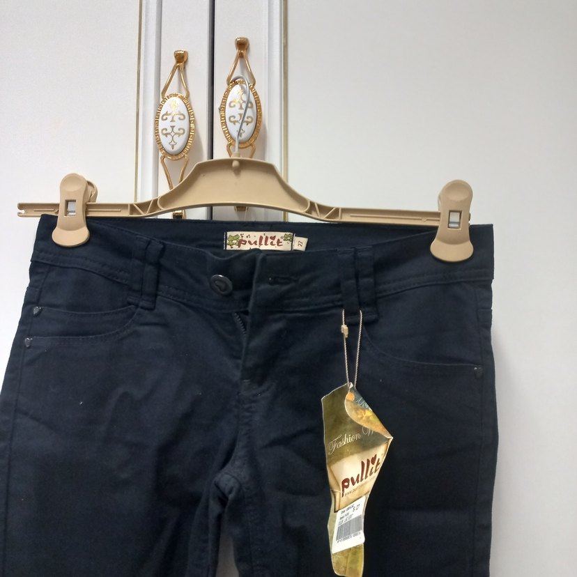 koyu lacivert Baskılı Kadın Kot Pantolon - Görsel 2