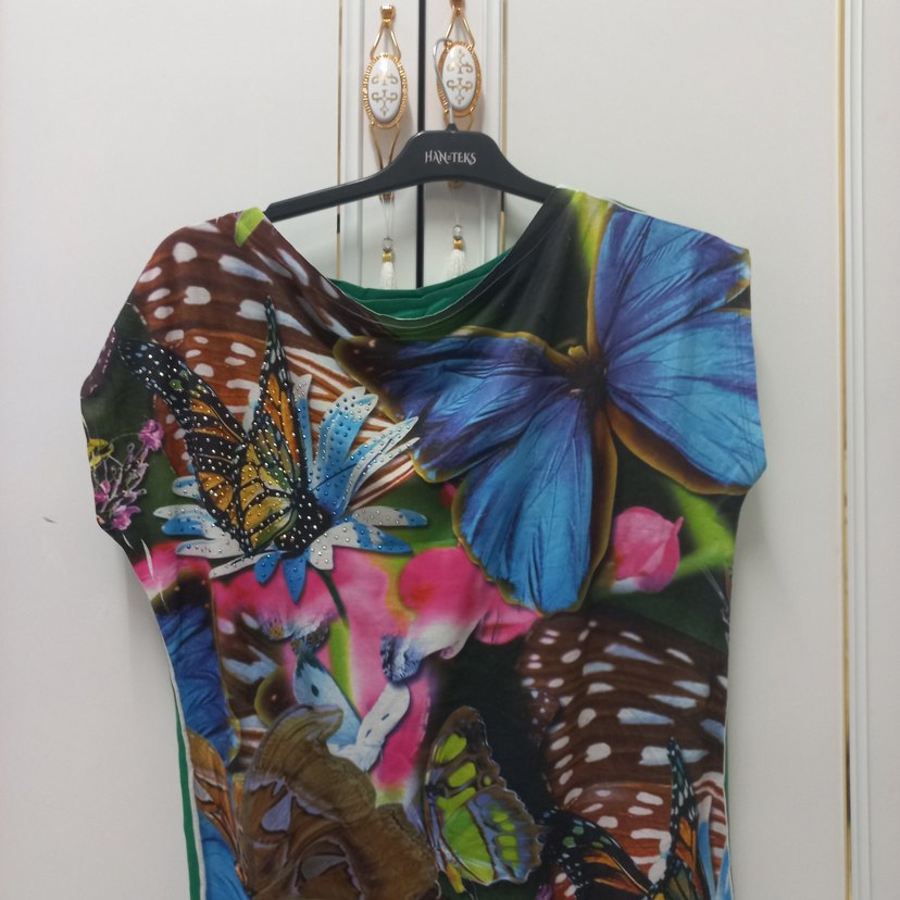 Renkli Baskılı Kolsuz Bohem Mini Tunik - Görsel 3