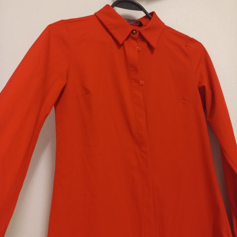 mercan renkUzun Kollu Kadın Gömlek - Görsel 2