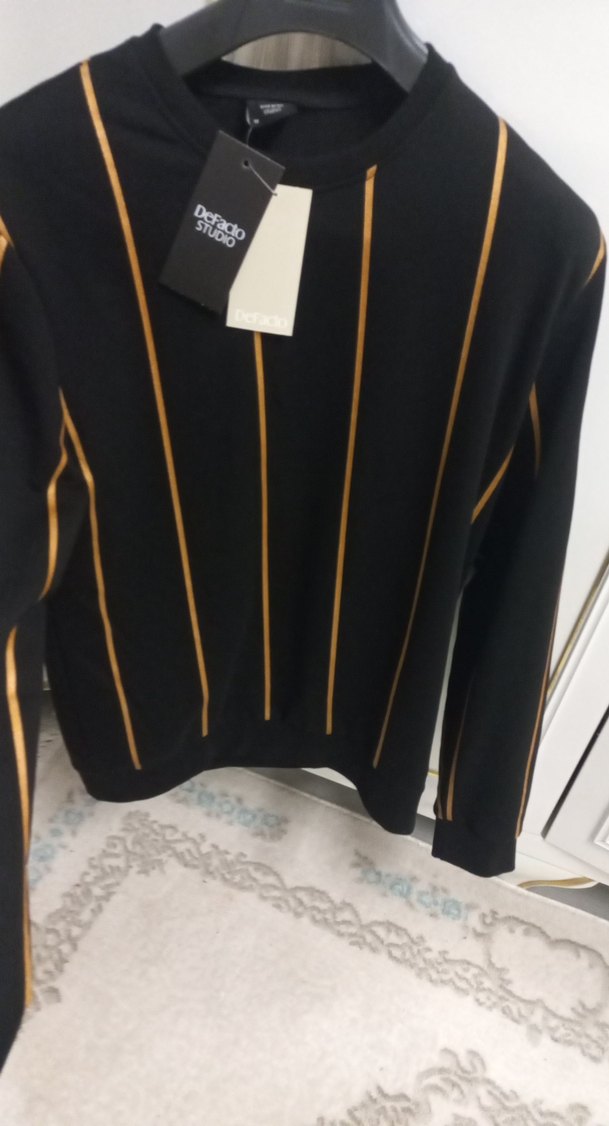 Siyah Çizgili Erkek Sweatshirt - Görsel 2