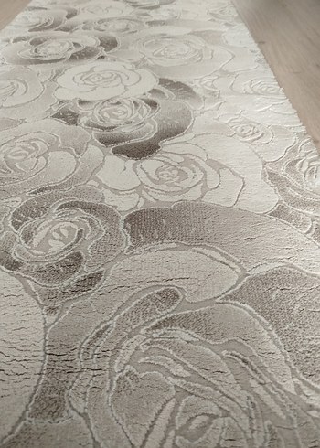 Çağdaş Bej Gri Çiçek Desenli Halı iki parçası daha var - Görsel 2