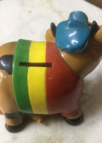 Renkli Oturan İnek kumbara - Görsel 2