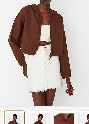 Trendyol & Milla Trendyolmilla Crop Kahverengi Hırka