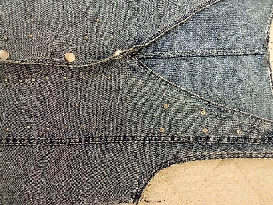 Mavi Düğmeli Kolsuz Denim Yelek - Görsel 4