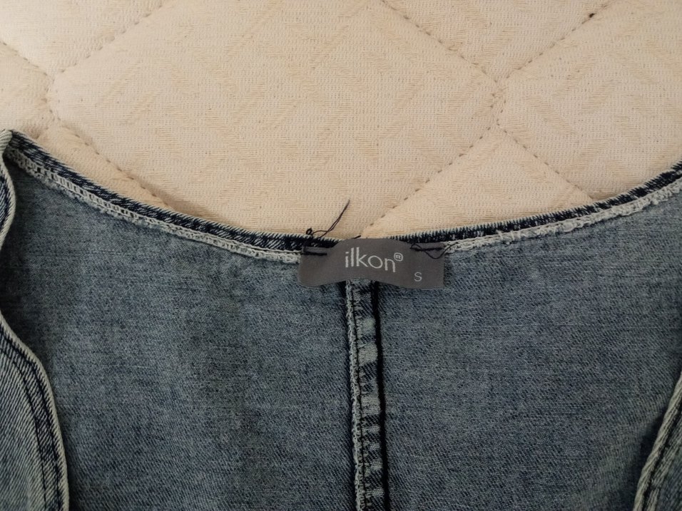 Mavi Düğmeli Kolsuz Denim Yelek - Görsel 2