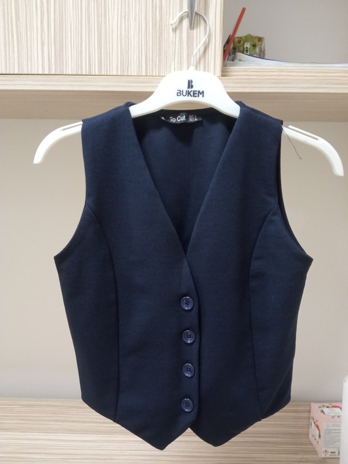 Düğmeli lacivert Kadın Yelek - Görsel 5