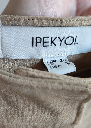 İpekyol Bej Süet Kemerli Rahat Kesim Kadın Pantolon