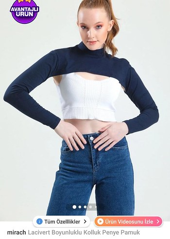 boğazlı Uzun Kollu Crop Top