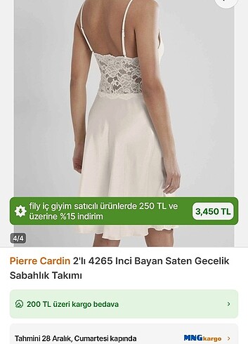 Pierre cardin 2li saten gecelik takımı