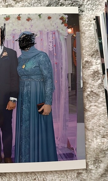 xl Beden mavi Renk Tesettür abiye elbise