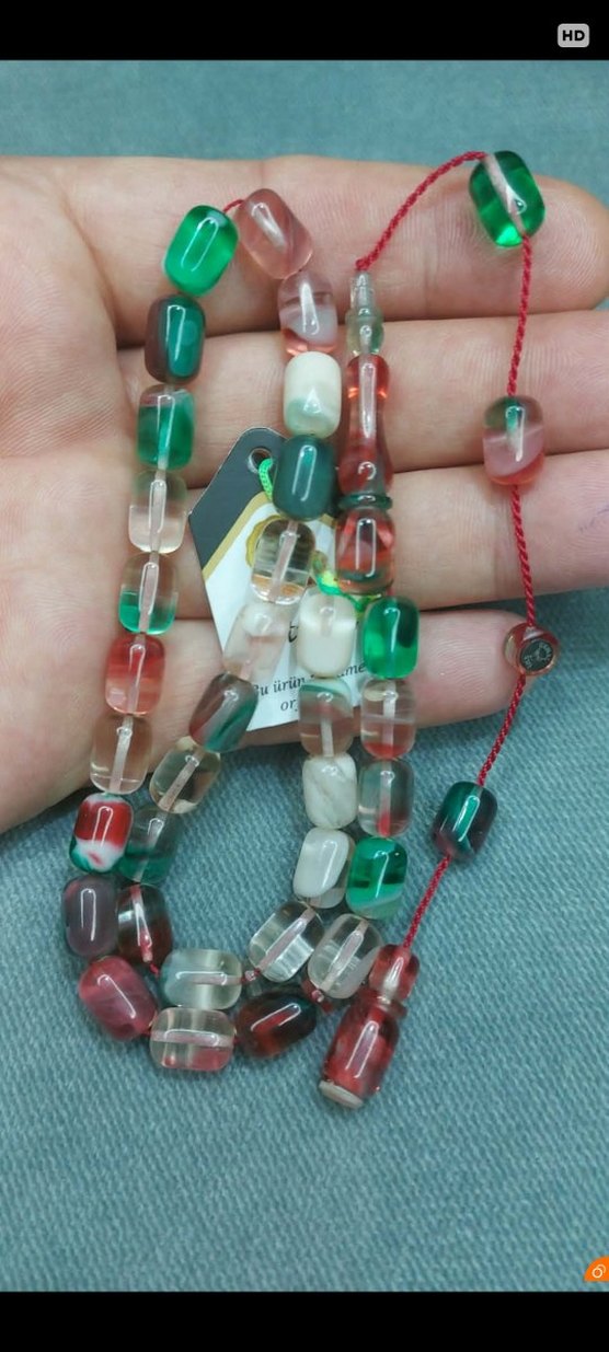 Bohem Çok Renkli Kehribar Tesbih - Görsel 2