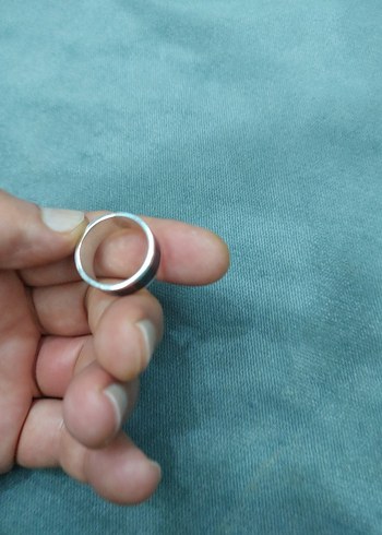 Mavi Parlak 925 Ayar EC Yazılı Erkek Yüzük - Görsel 6