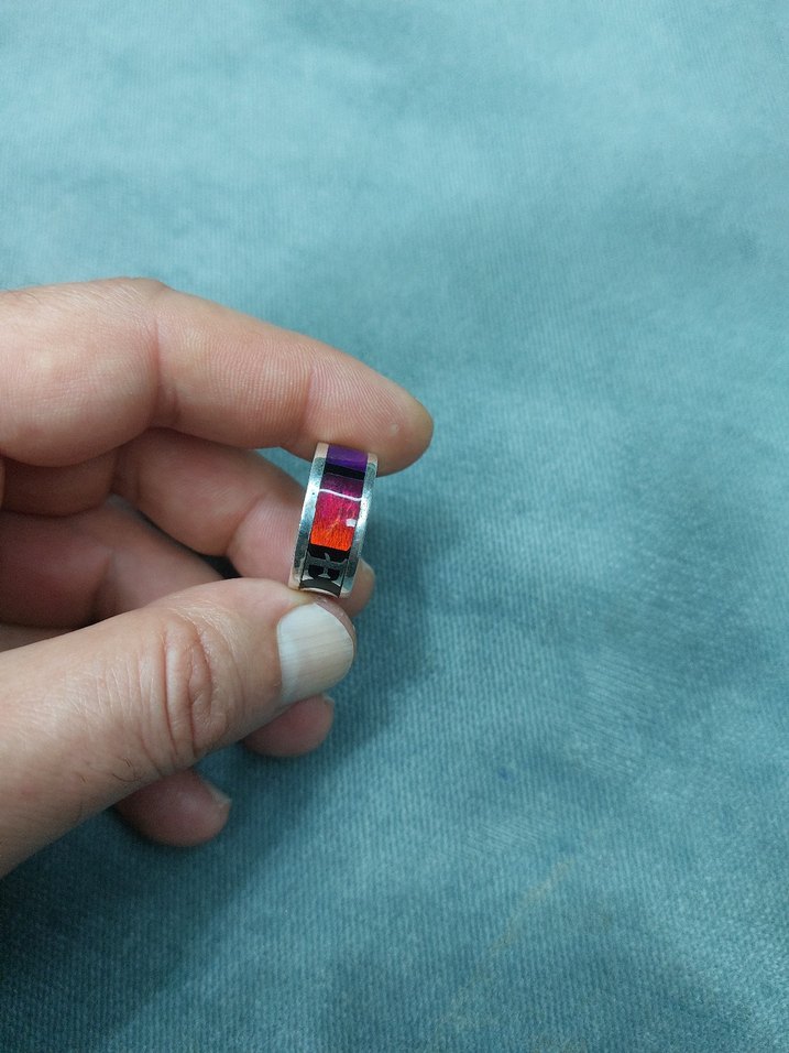 Mavi Parlak 925 Ayar EC Yazılı Erkek Yüzük - Görsel 5