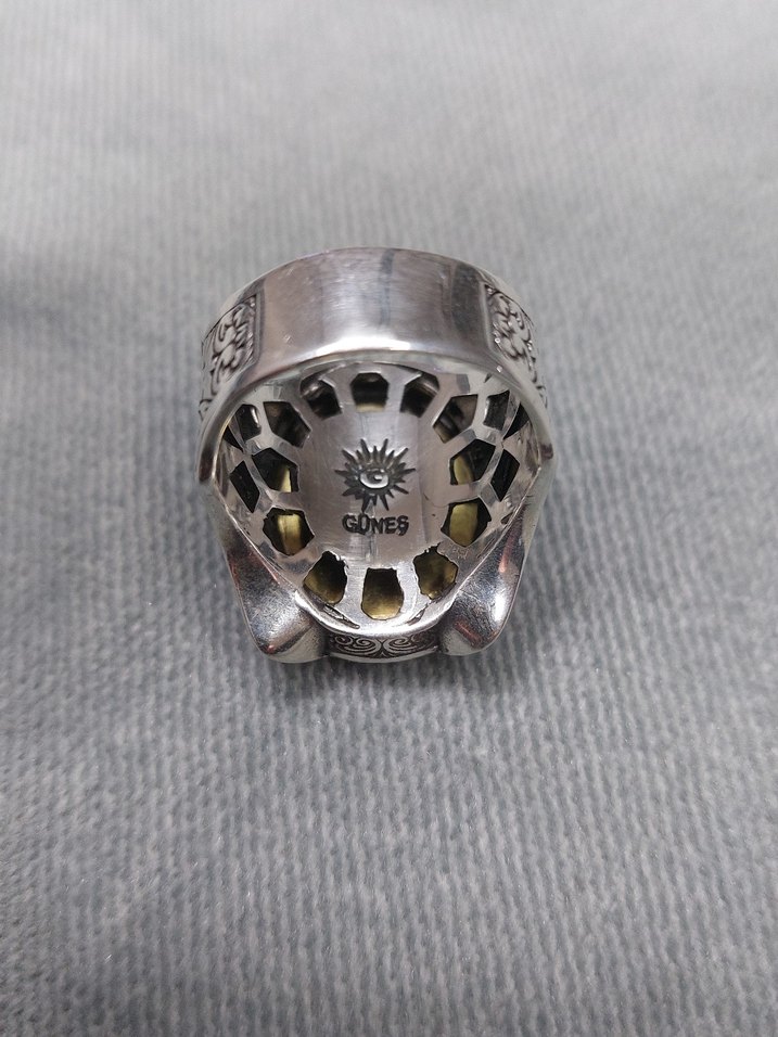 925 Ayar Gümüş Bohem Erk8ek Yüzük - Görsel 3