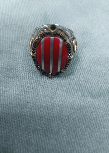 925 Ayar Gümüş Erkek Yüzük Turkuaz Taşlı - Görsel 3