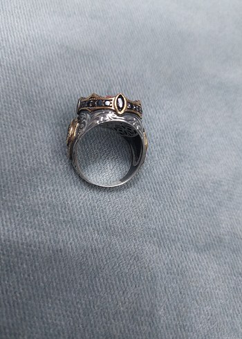 925 Ayar Gümüş Erkek Yüzük Turkuaz Taşlı - Görsel 4